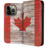 Canadian Flag Dark Wood iPhone 14 Pro Folio Case